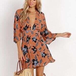 Faithfull the Brand Maldives Nova Terracotta Floral Dress (Size 6)